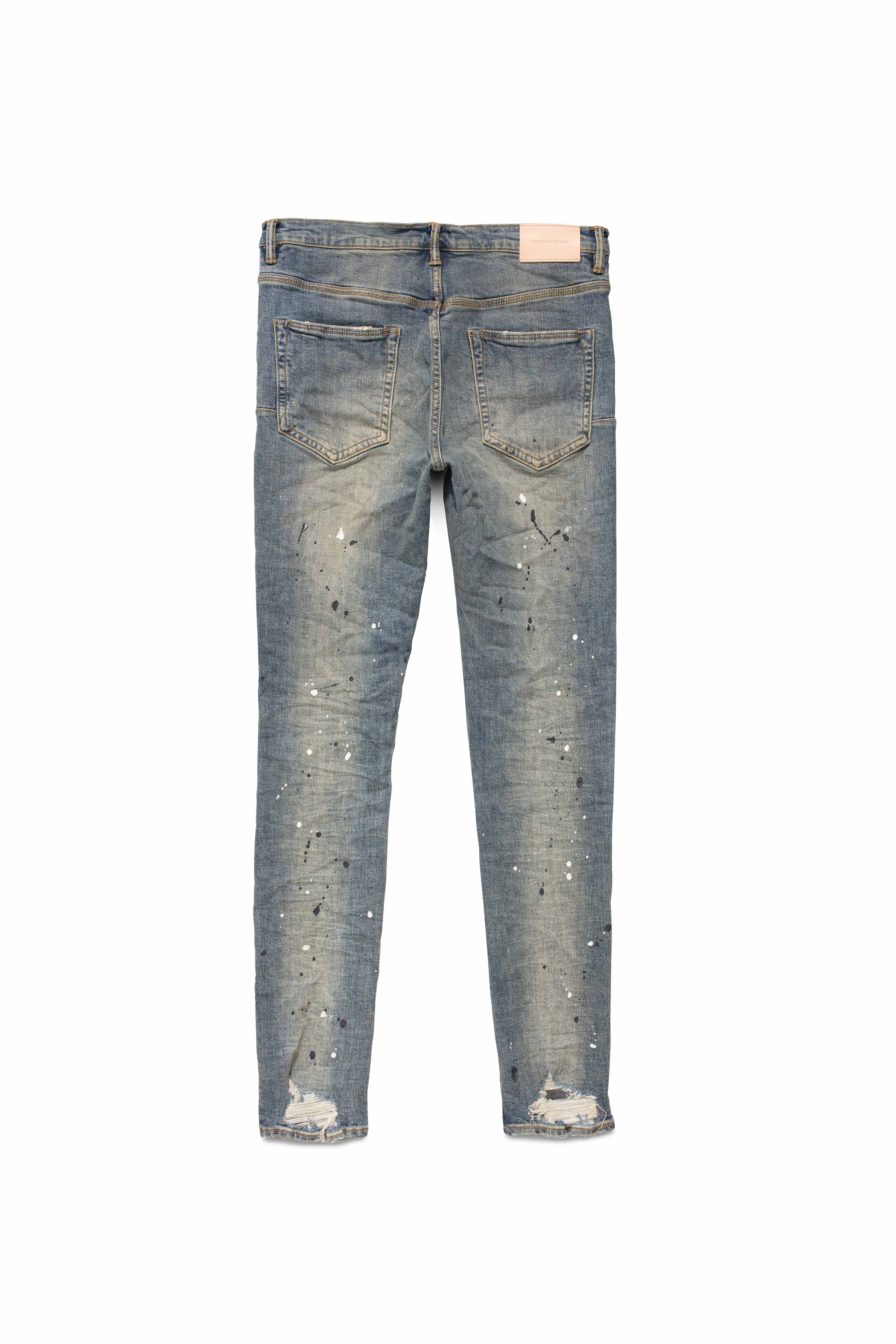 Purple Brand P002 Mid Indigo Destroy Paint Jeans (P002-MID)