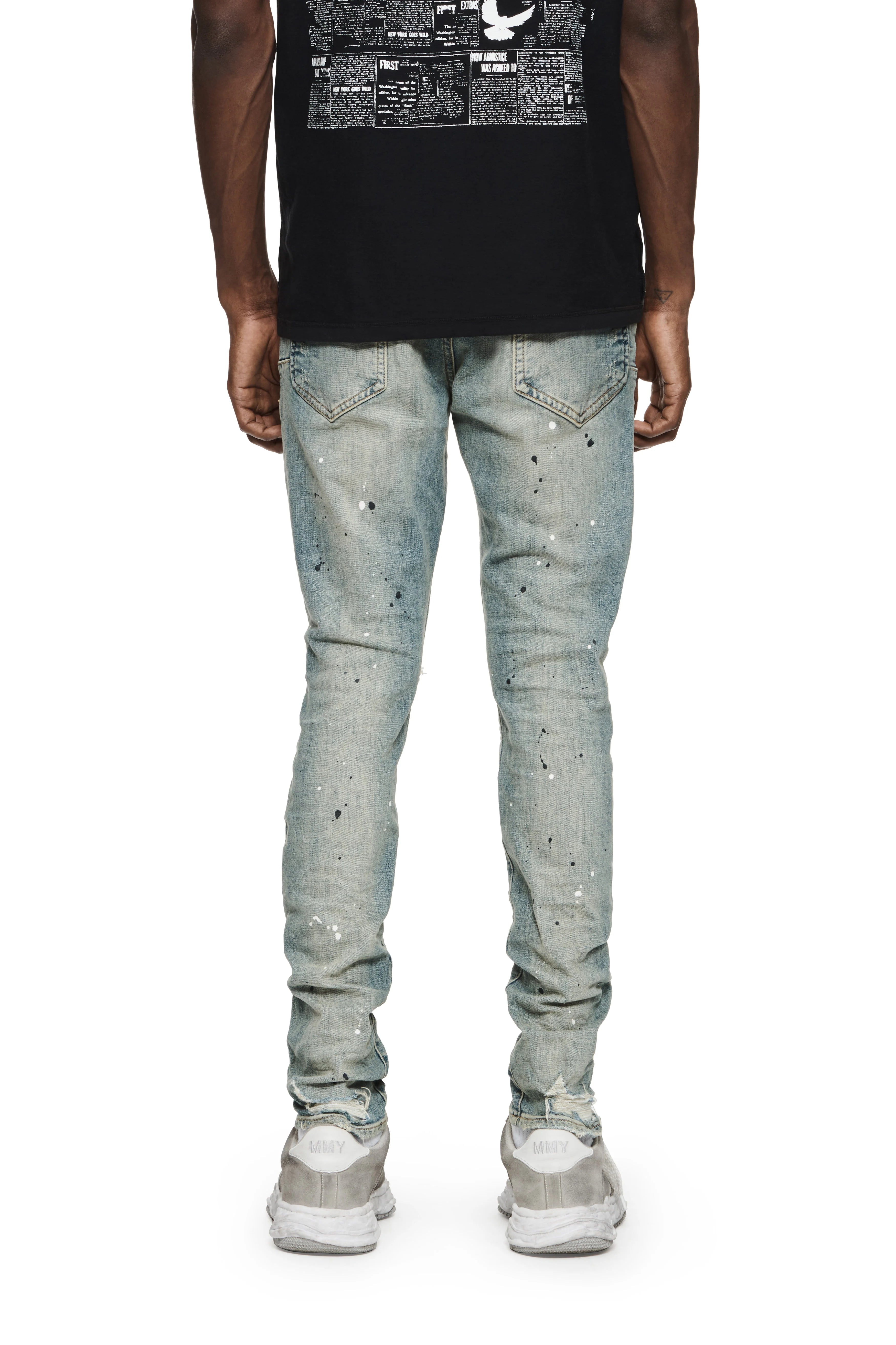 Purple Brand P002 Mid Indigo Destroy Paint Jeans (P002-MID)