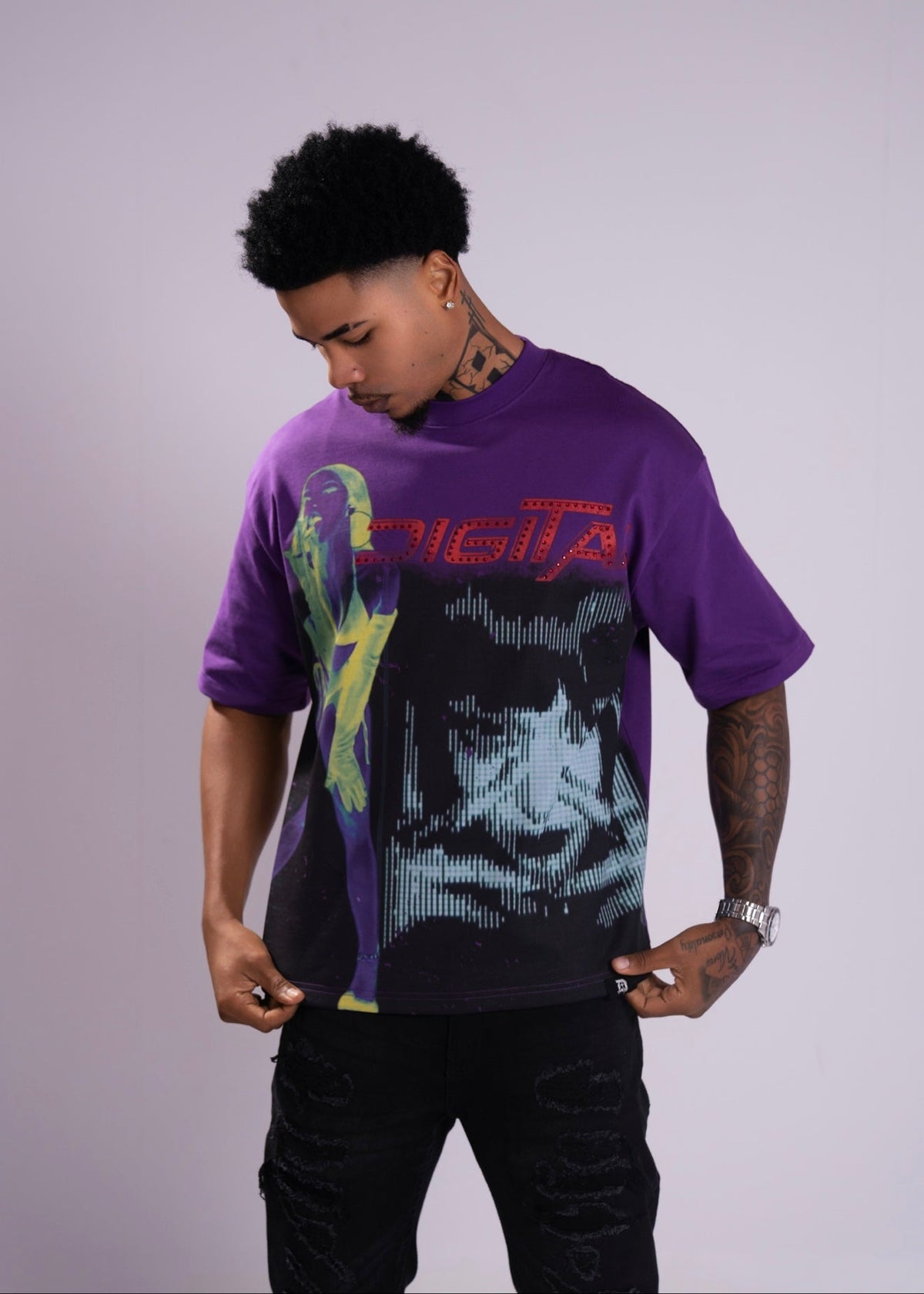 Digital Frequency T-Shirt In Purple