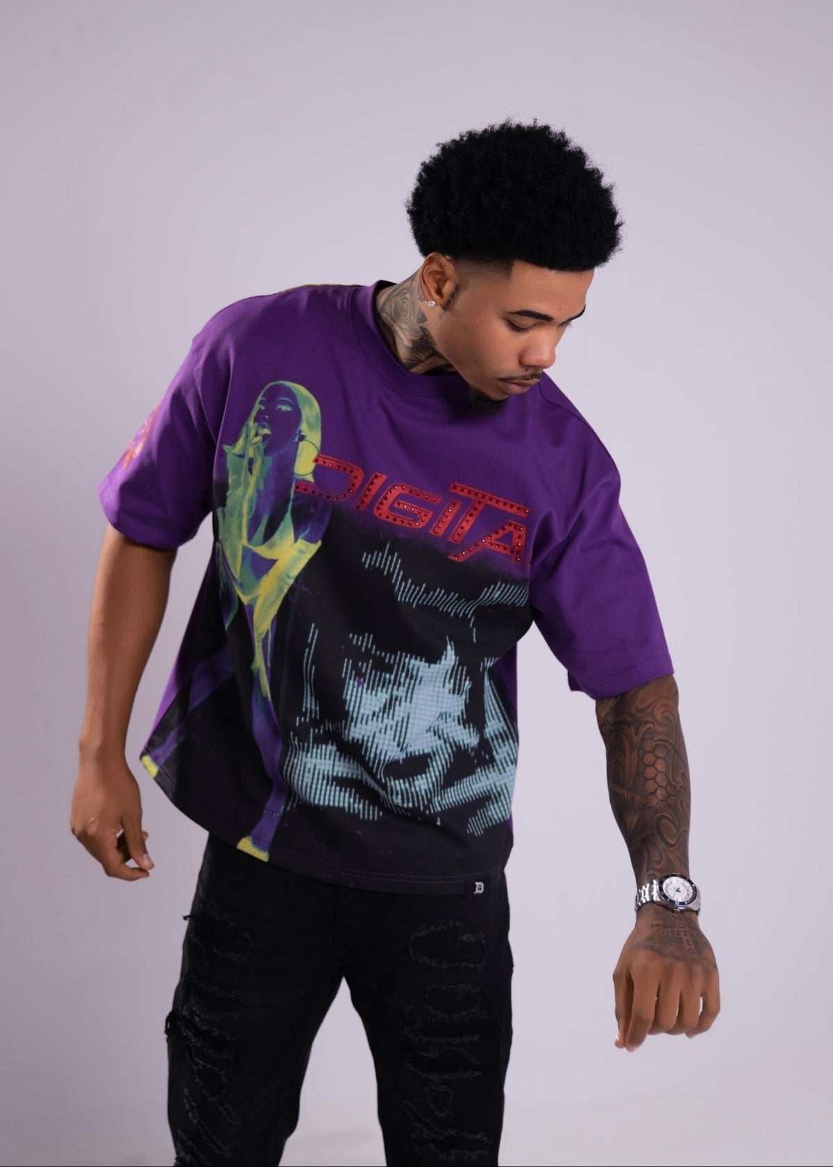 Digital Frequency T-Shirt In Purple