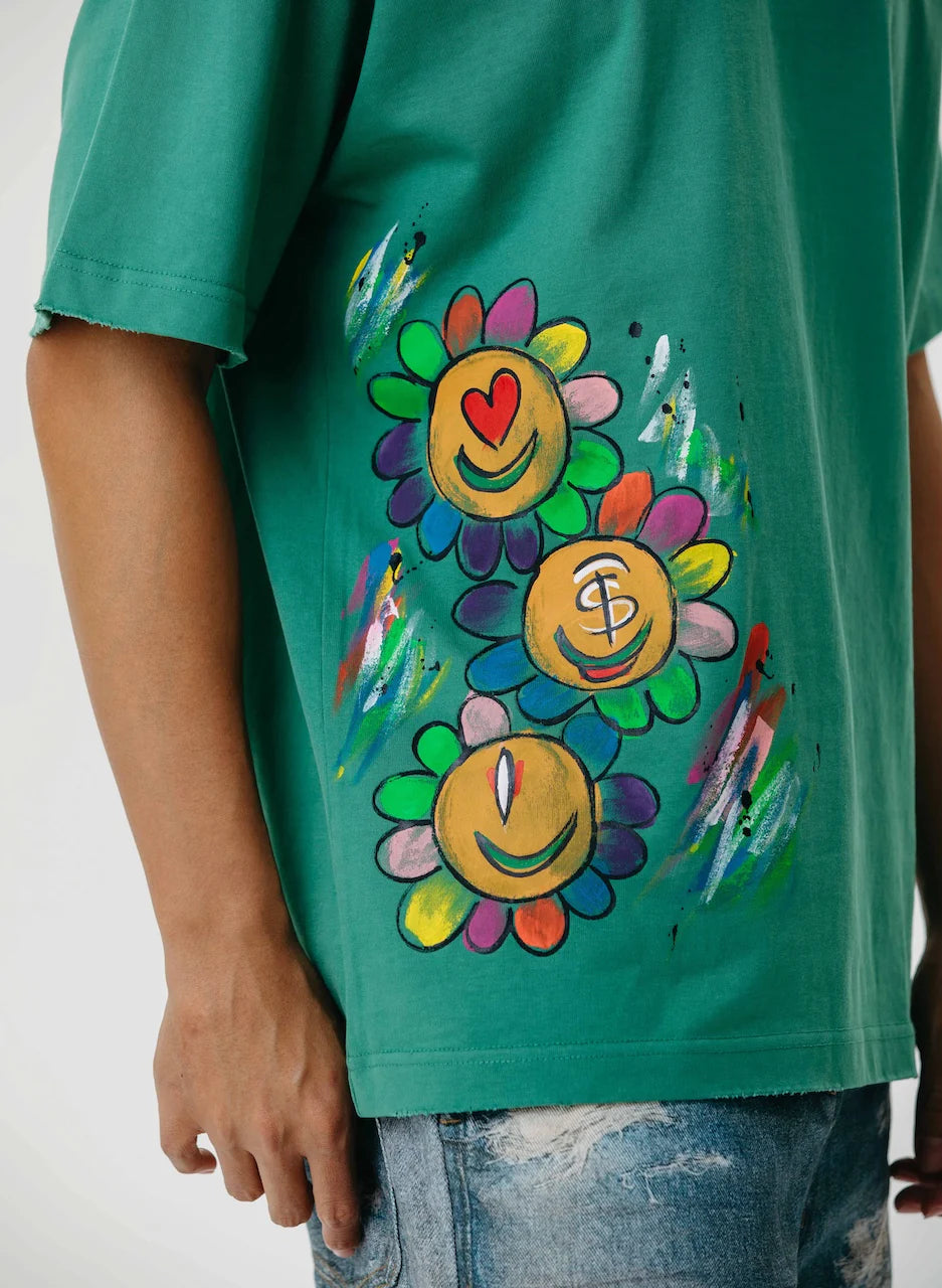 Blahk Colors  Chromatic Petals T-Shirt In Green