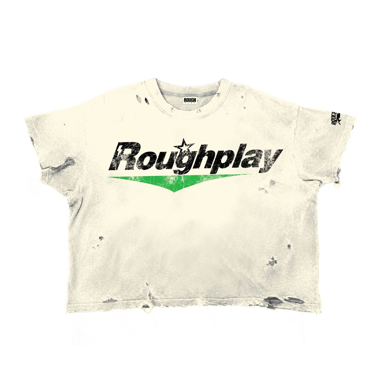 RoughPlay Destroyed T-Shirt In Green/Tan