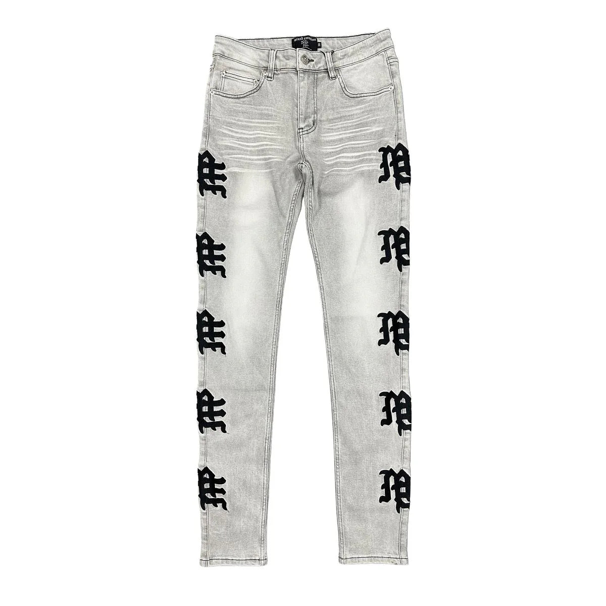 Mixed Emotion Monogram Denim Grey Wash Jean