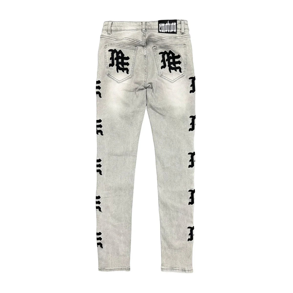 Mixed Emotion Monogram Denim Grey Wash Jean
