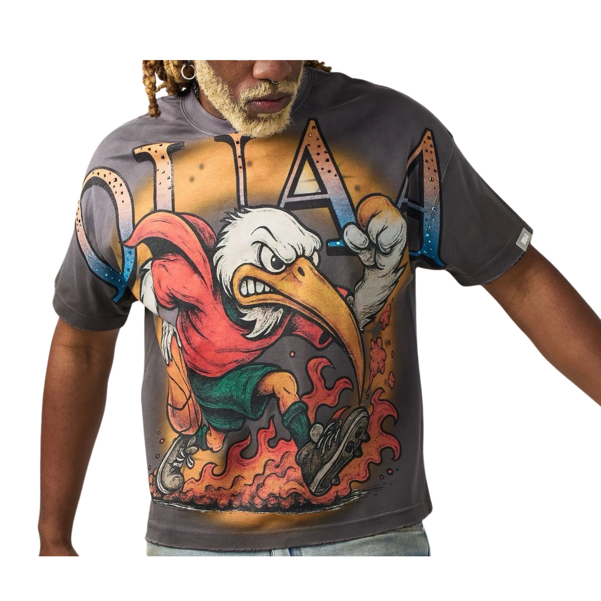 DUAA Bird Short Sleeve T-Shirt In Black Wash