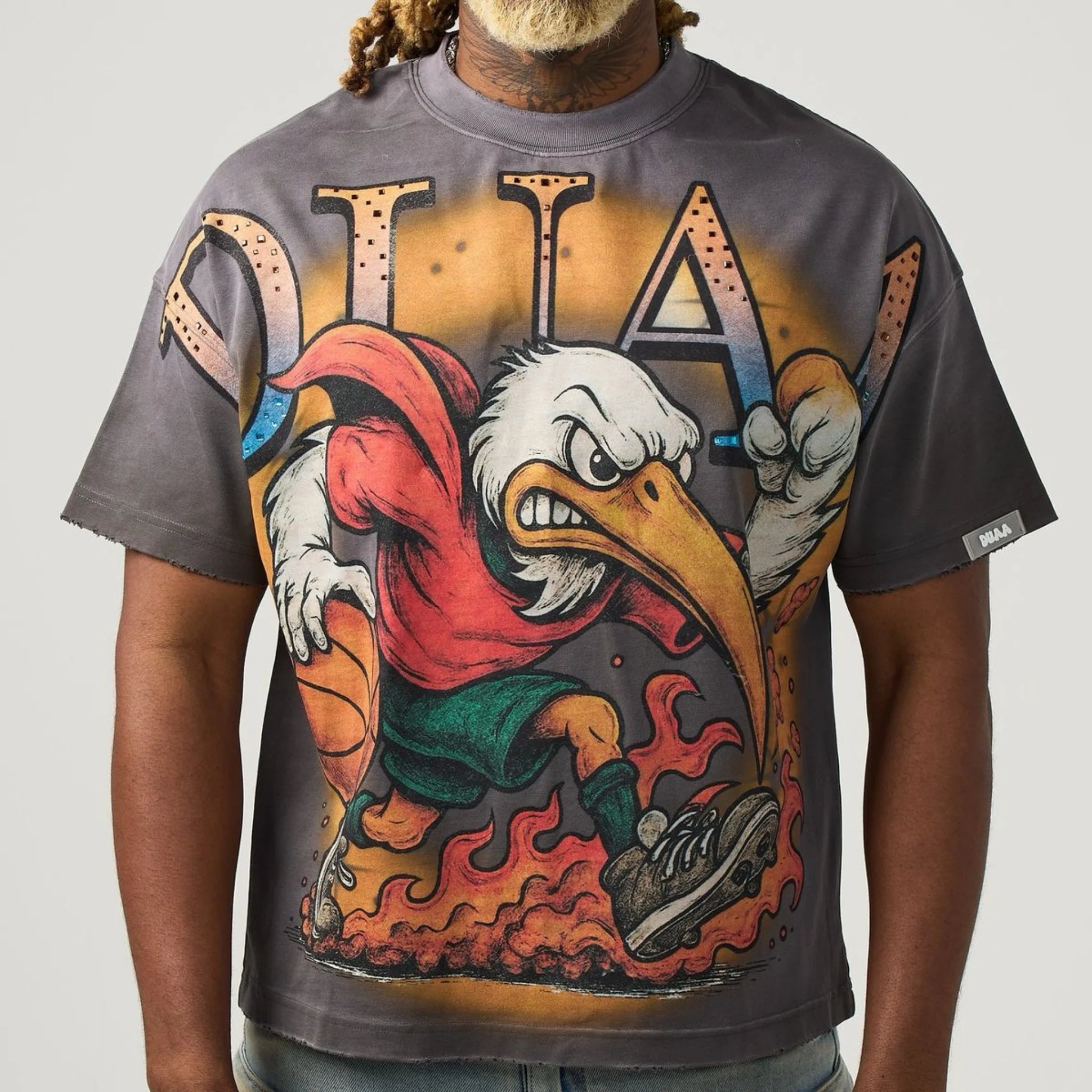 DUAA Bird Short Sleeve T-Shirt In Black Wash