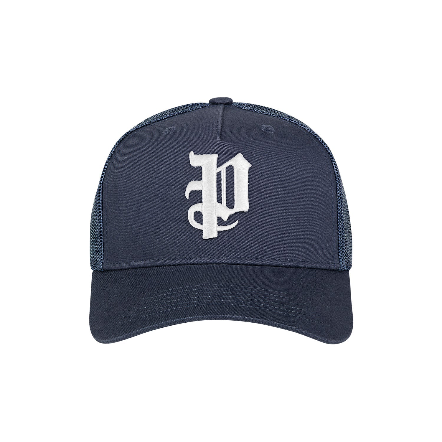 Purple Brand P Logo Trucker Hat Navy Blue