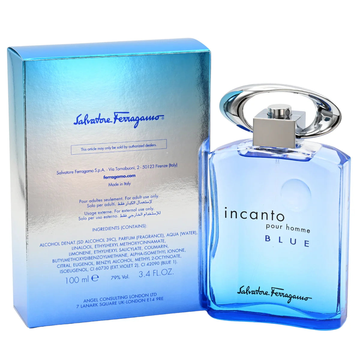 Salvatore Ferragamo Incanto Blue Pour Homme Eau de Toilette 3.4 OZ Men