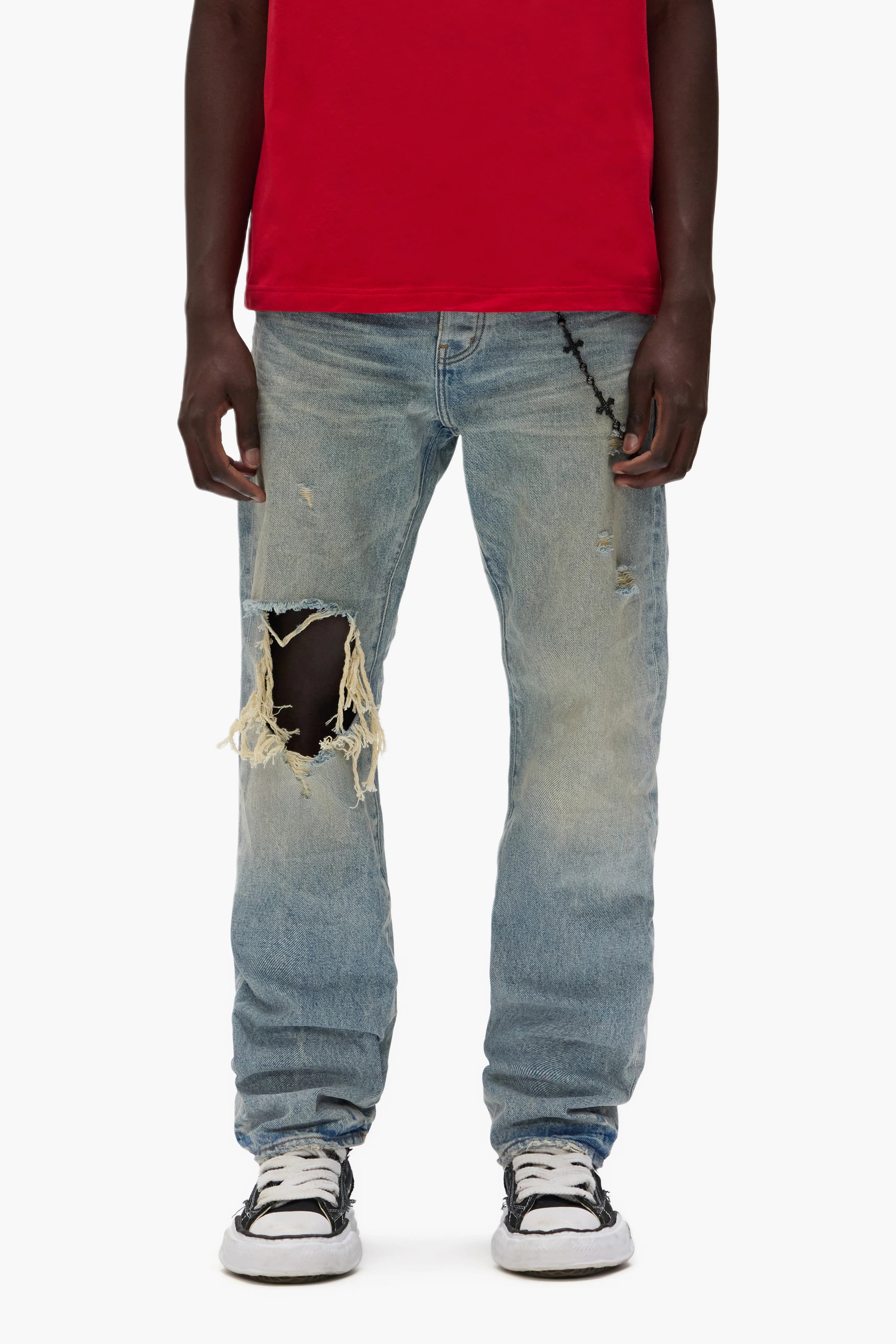 Purple Brand P011 Knee Blowout In Light Indigo