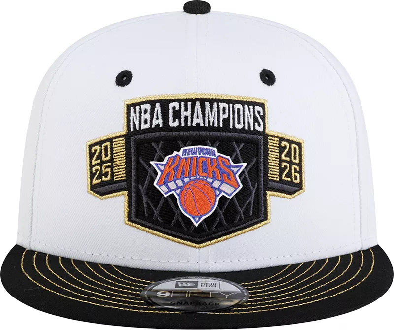 New York Knicks New Era White/Black 2026 NBA Finals Champions Locker Room 9FIFTY Snapback Hat