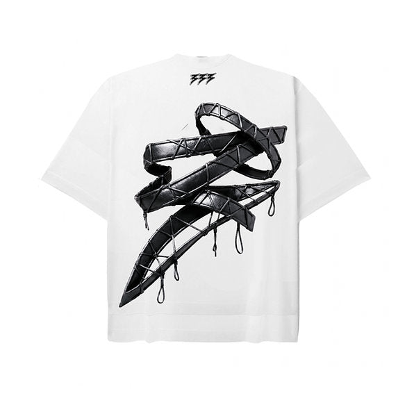 333 3eyevision Don't Be Afraid Leather 3 T-Shirt In White