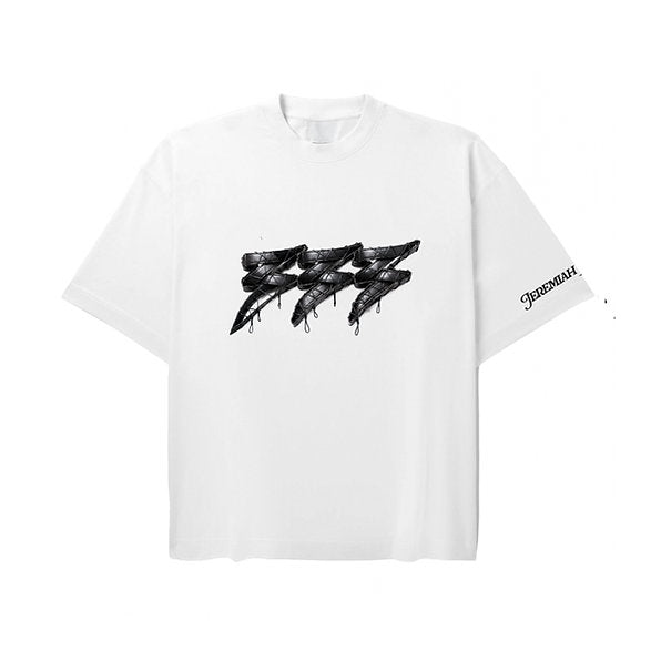 333 3eyevision Don't Be Afraid Leather 3 T-Shirt In White