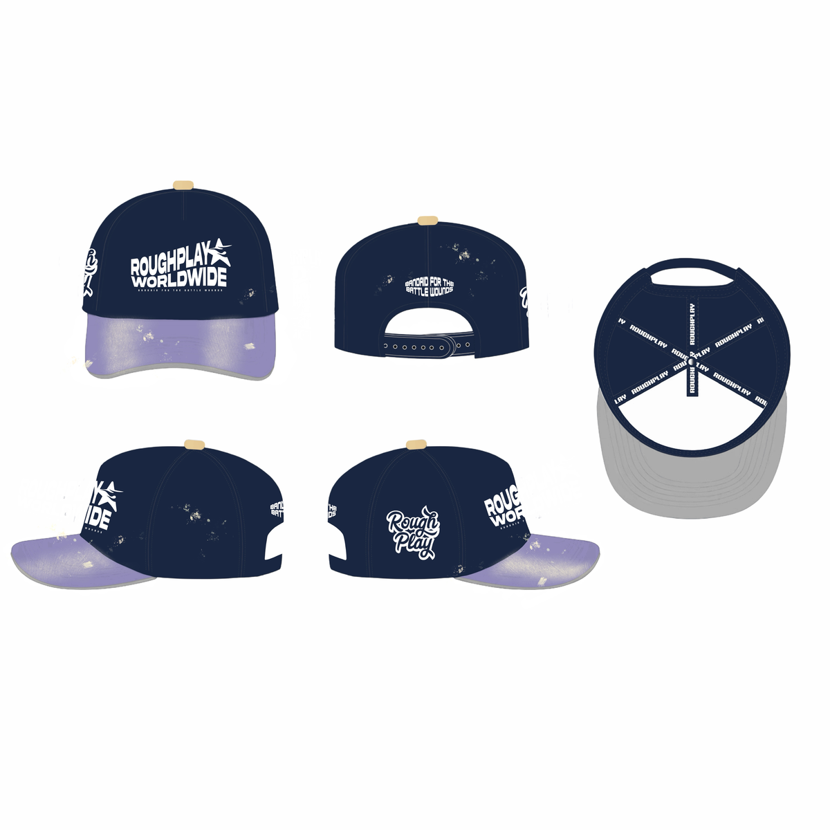 RoughPlay Worldwide Snapback Hat In Navy/Purple
