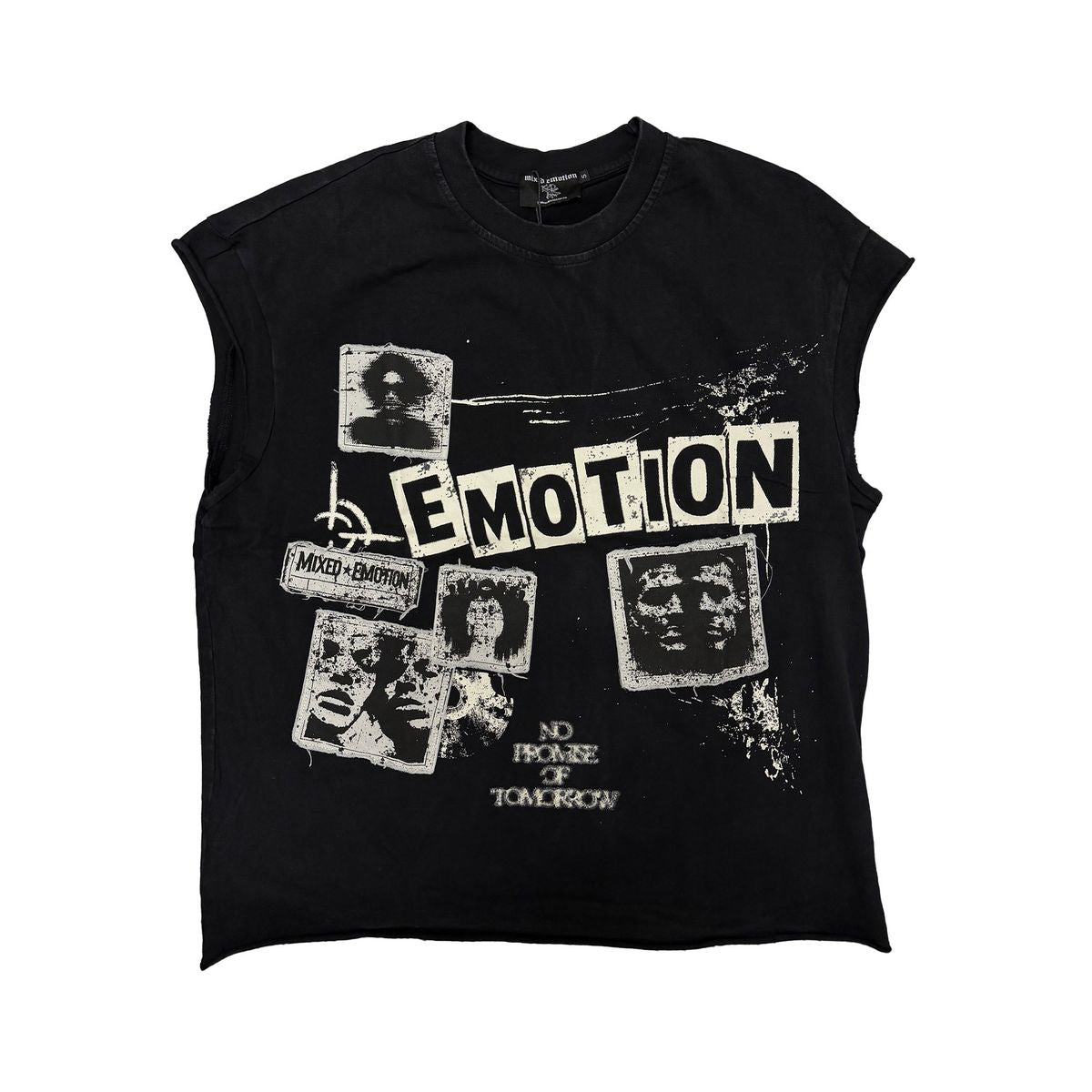 Mixed Emotion Newspaper Sleeveless T-Shirt