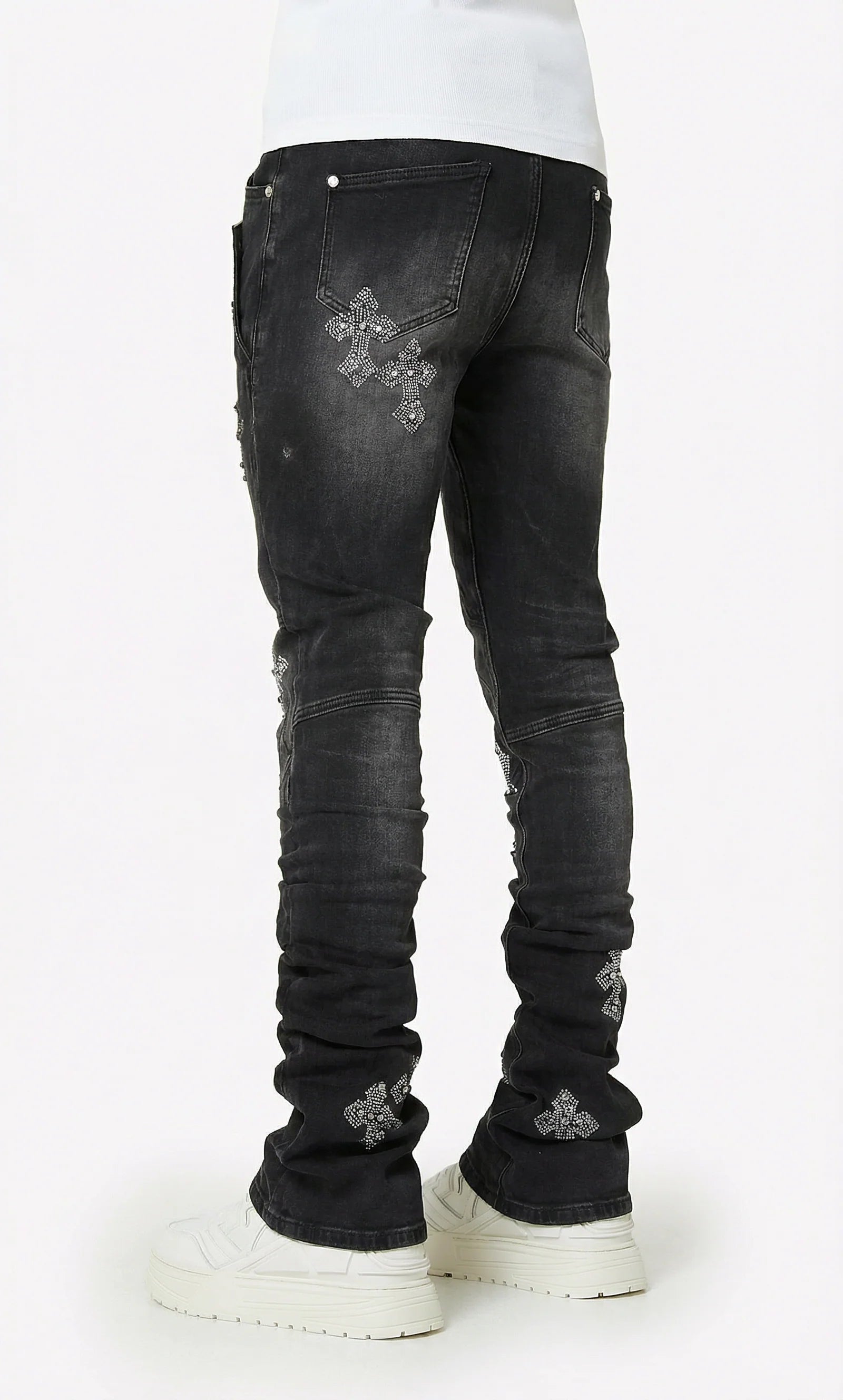 Guapi Obsidian Black Faded Cross Denim Jeans