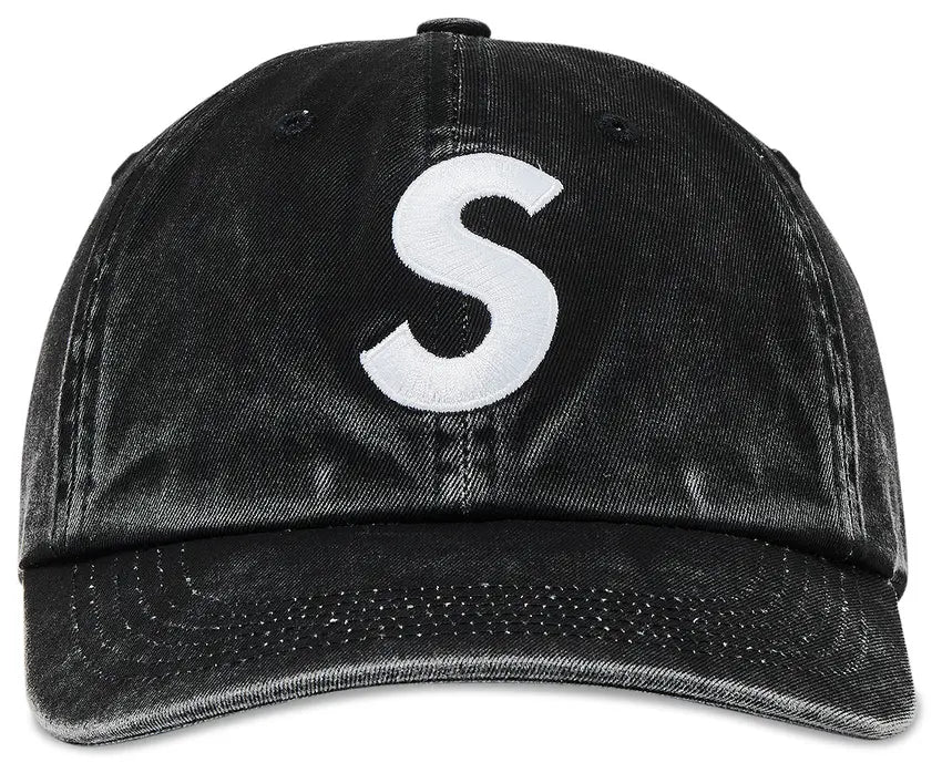 Supreme Pigment Coated S Logo 6 Panel Hat In Black