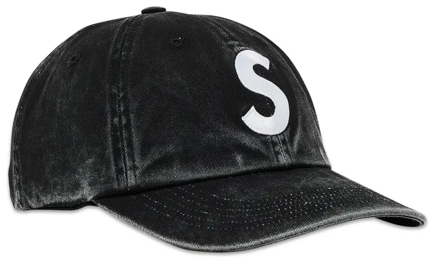Supreme Pigment Coated S Logo 6 Panel Hat In Black