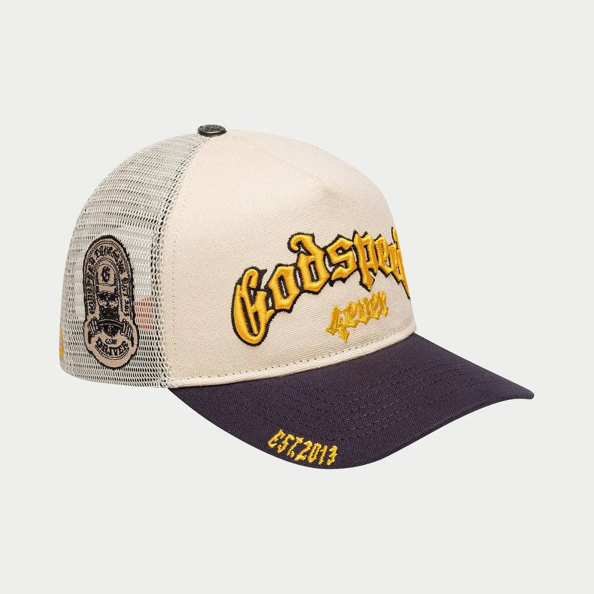 Godspeed Forever Trucker Hat Bone/Yellow/Navy