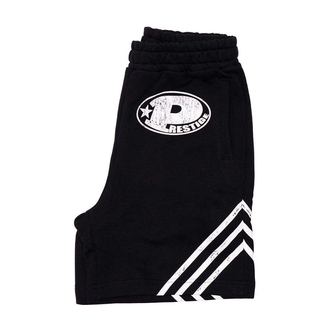 Prestige "P Logo" Striped Shorts In Black