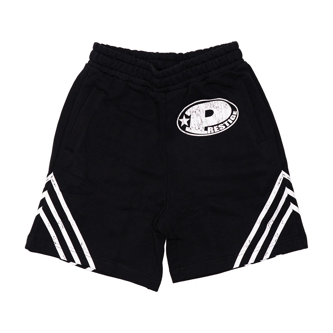 Prestige "P Logo" Striped Shorts In Black
