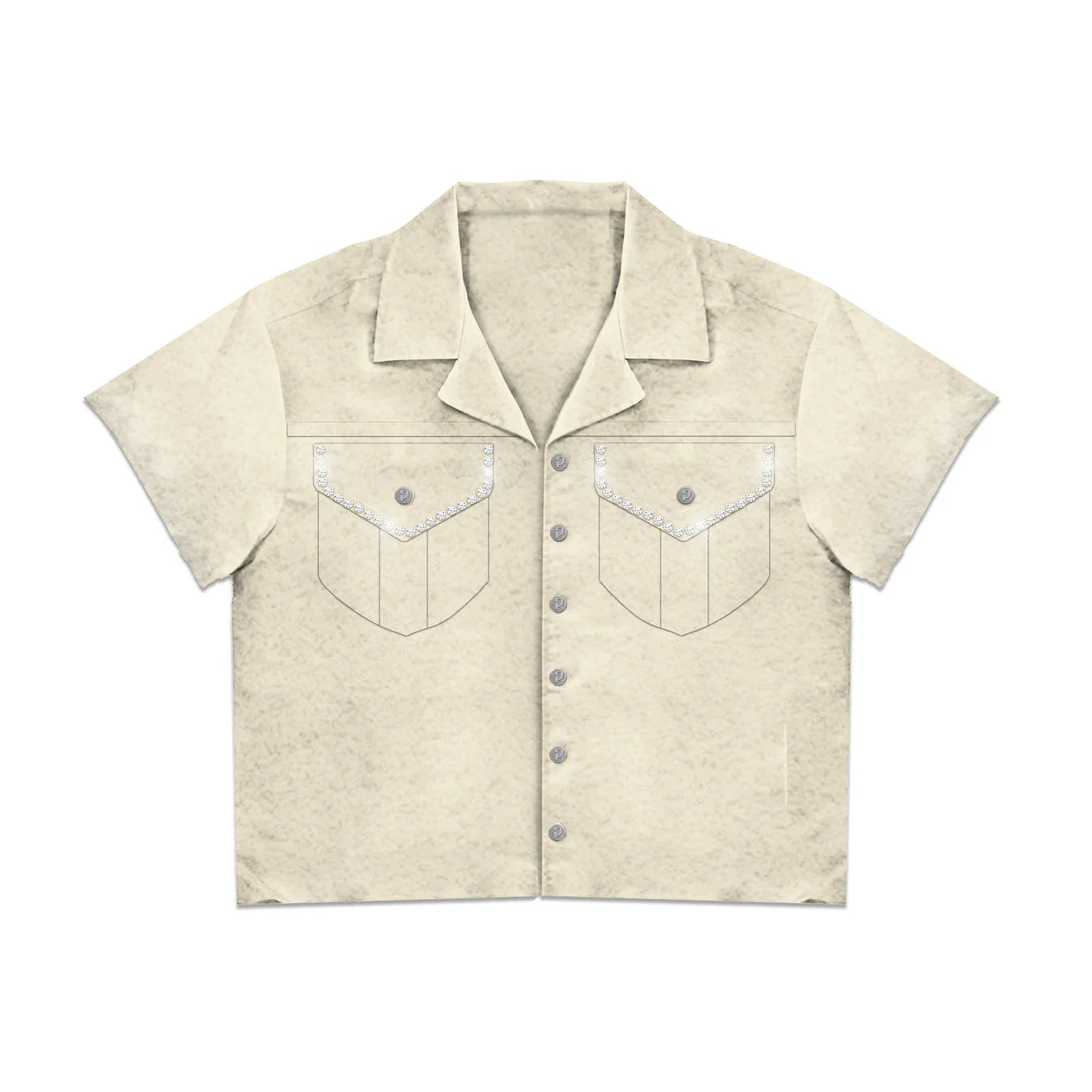 Prestige Rhinestone Button-Up Shirt In Cream