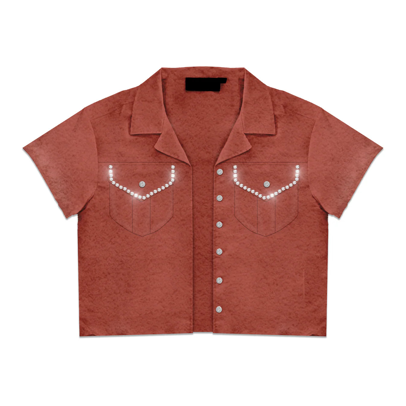 Prestige Red Rhinestone Button-Up Shirt