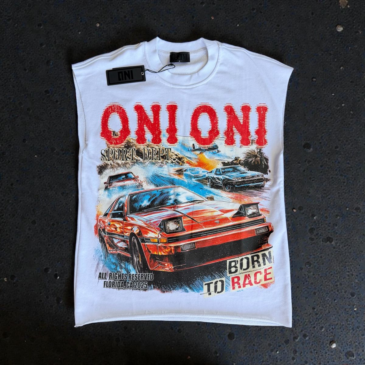 Rich Oni Born to Race Sleeveless T-Shirt In White