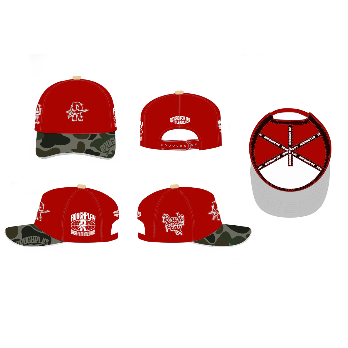 RoughPlay Camo Snapback Hat In Red