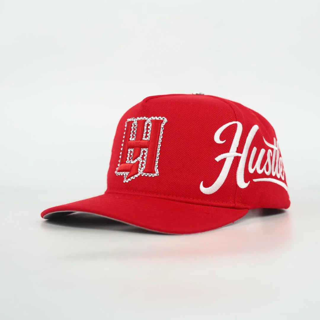 Life Hustlers Rhinestone Snapback Hat In Red