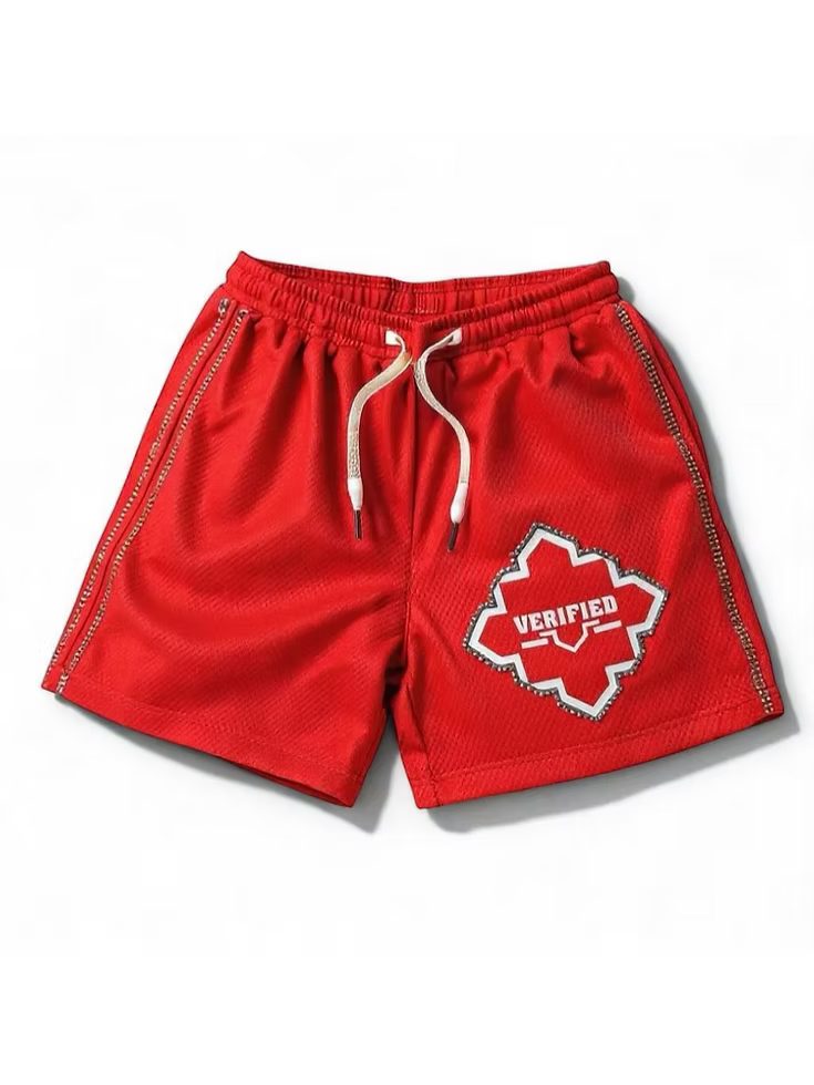 Verified Star Signature Shorts With Rhinestones