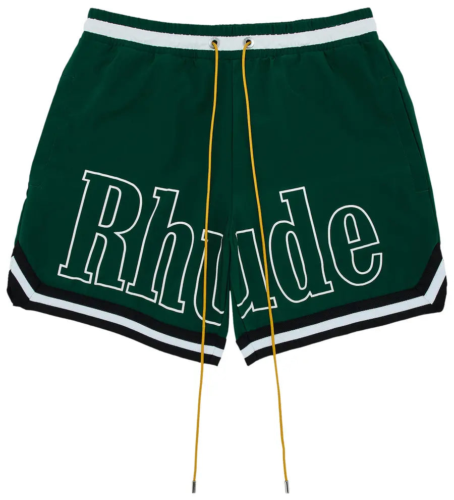 Rhude Logo Basketball Swim Short Forest Green/Black/White