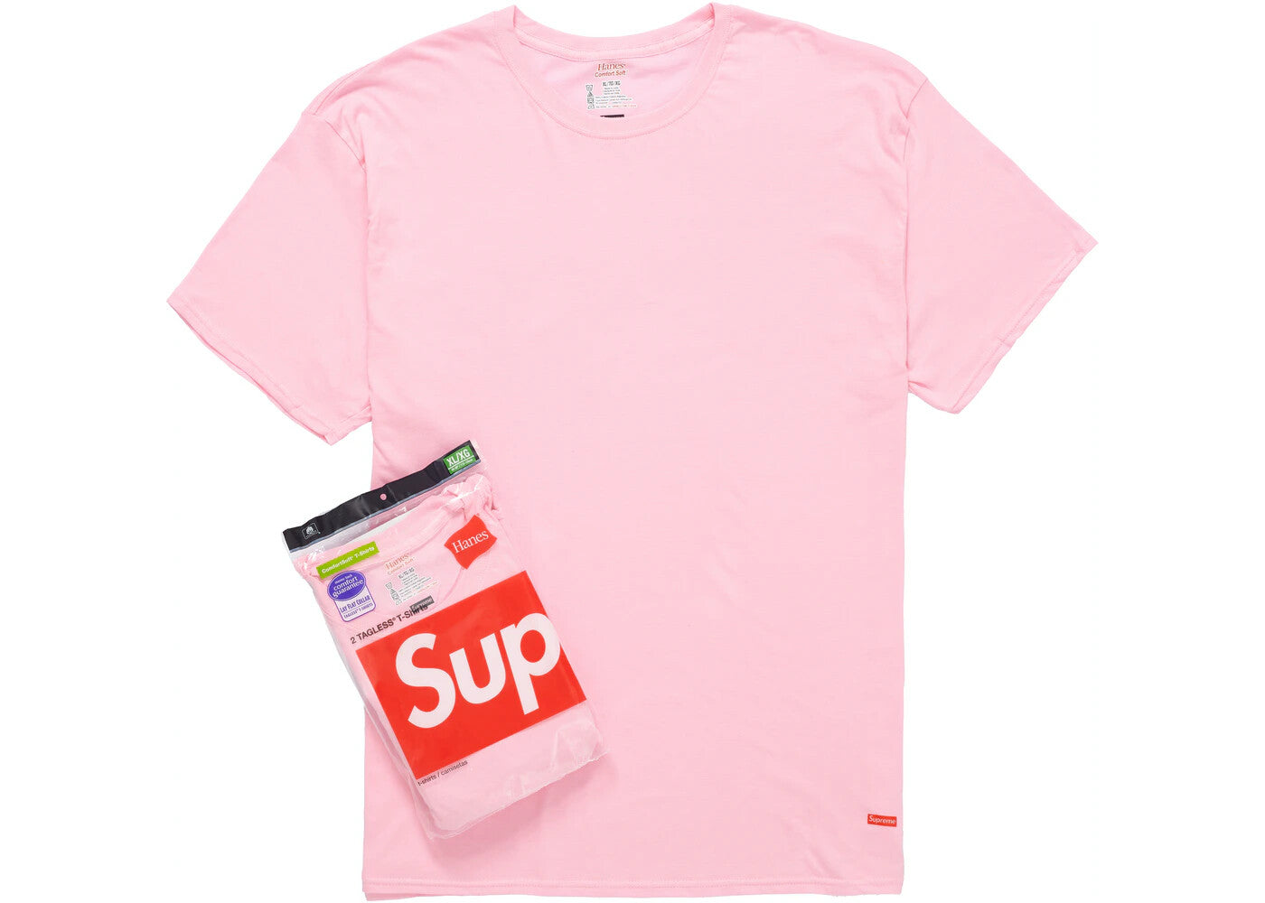 Supreme Basic Hanes Tagless Shirt Pink (2 Pack)