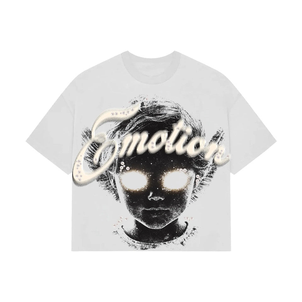 Mixed Emotion White Pearl Cropped T Shirt