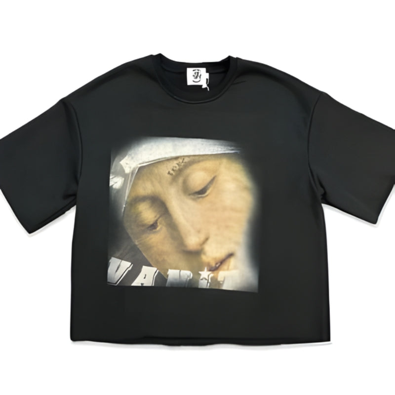 Saint Vanity Love Saint Cropped Crewneck T-Shirt In Black