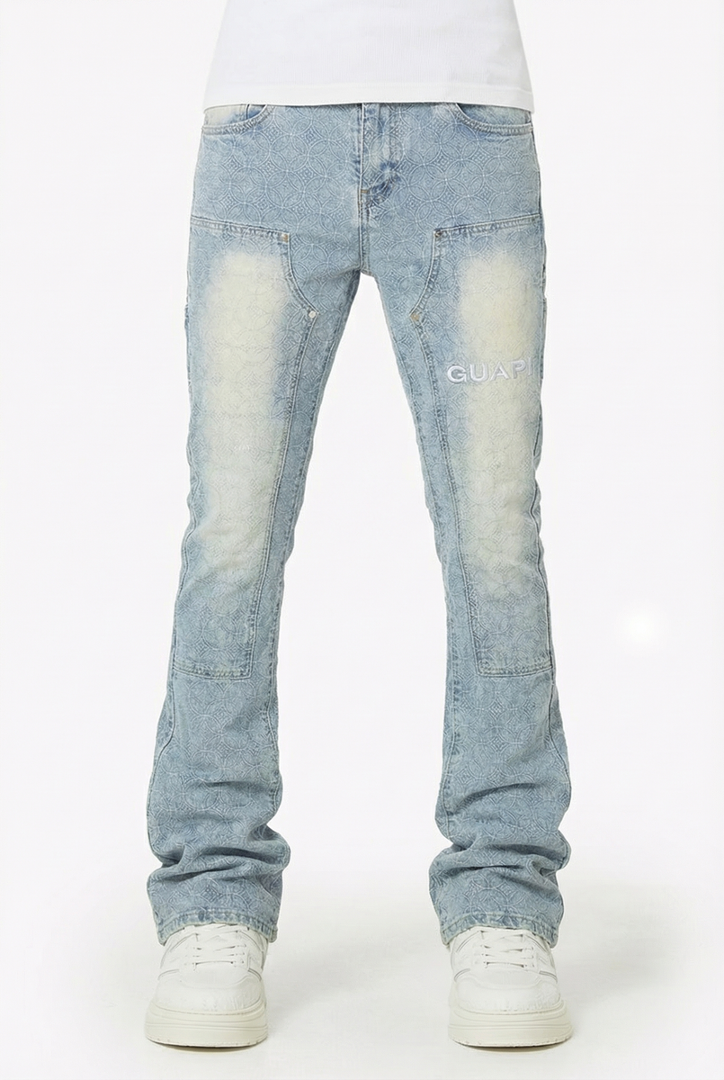 Guapi Aqua Blue Sashiko Denim Jeans V2