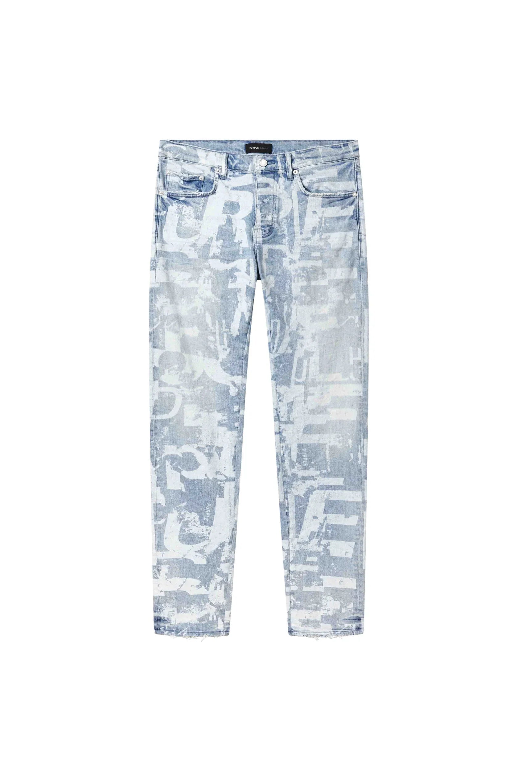 Purple Brand P001 Skinny Grunge Print Jean Light Indigo P001-SGGT325