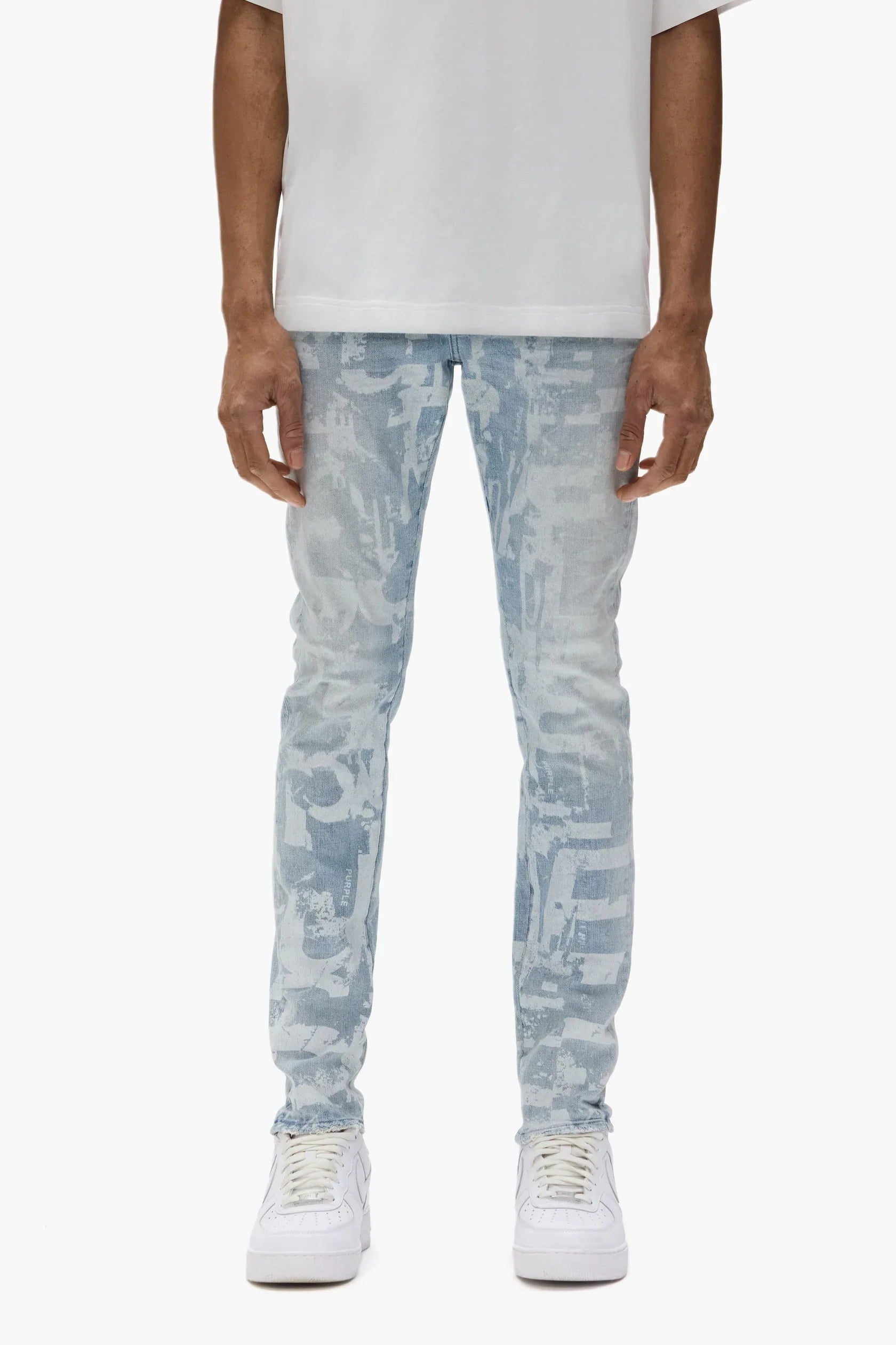 Purple Brand P001 Skinny Grunge Print Jean Light Indigo P001-SGGT325