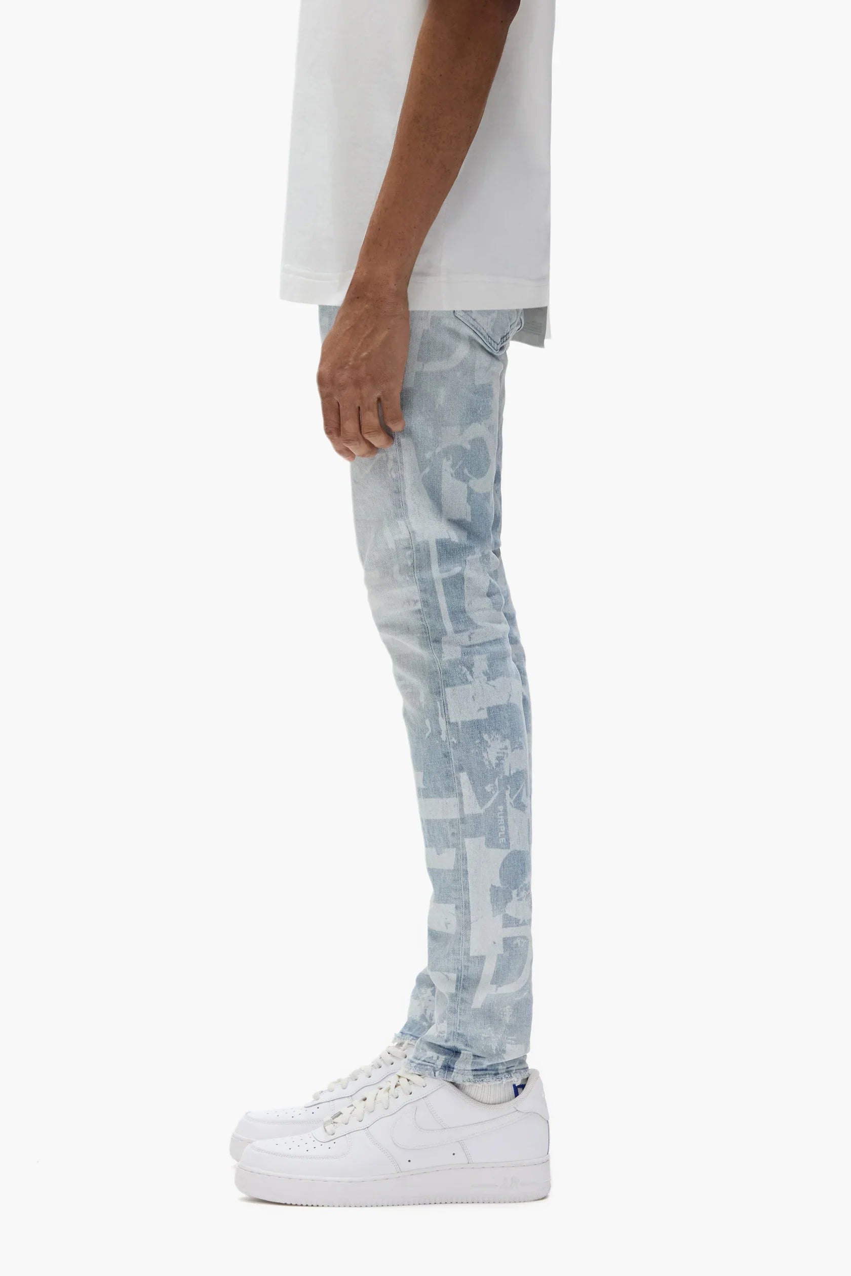 Purple Brand P001 Skinny Grunge Print Jean Light Indigo P001-SGGT325