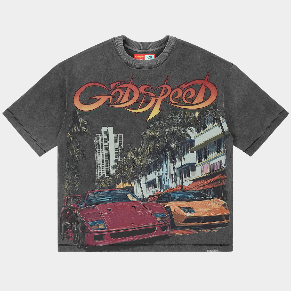 Godspeed South Beach Drive Miami Superrun T-Shirt In Grey wash