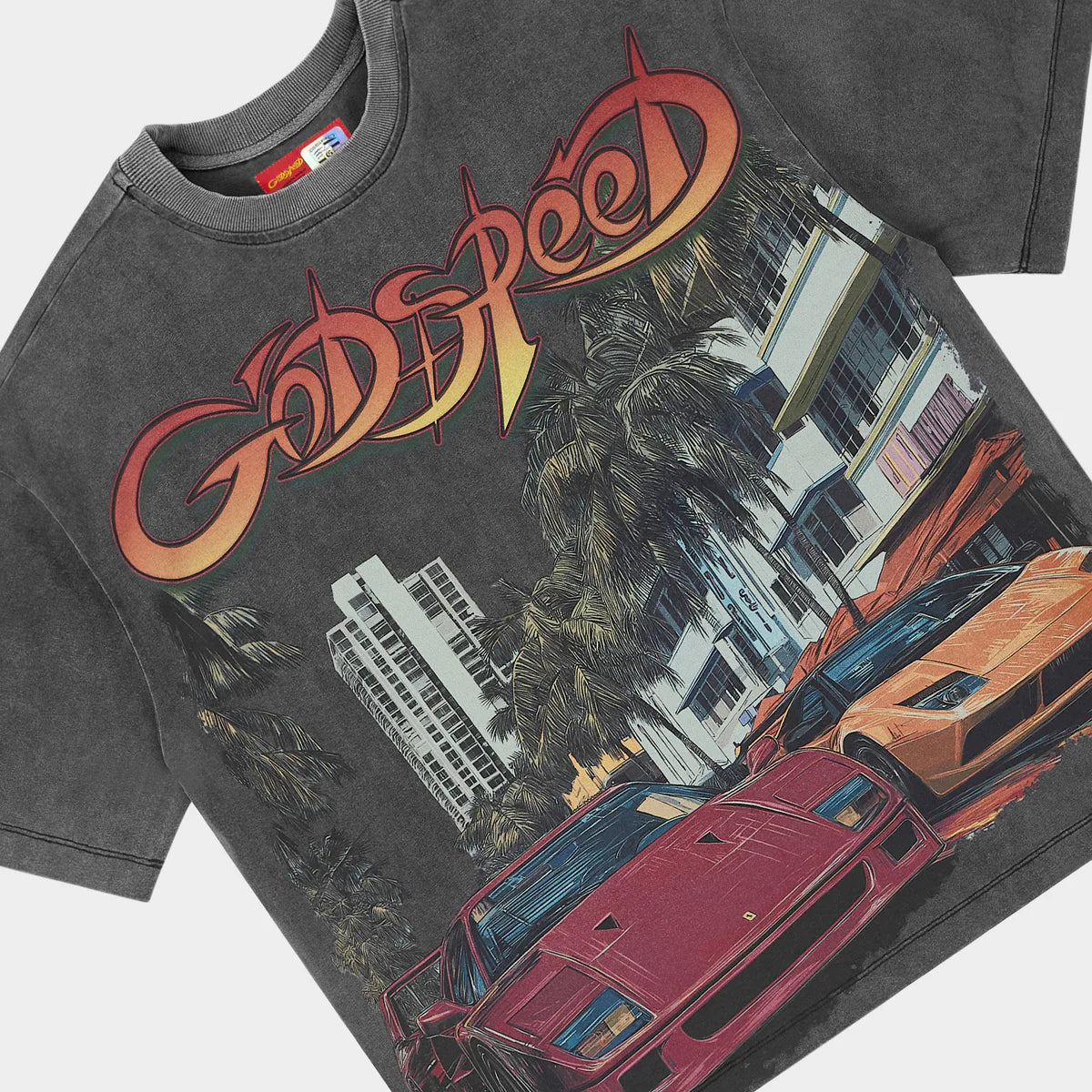 Godspeed South Beach Drive Miami Superrun T-Shirt In Grey wash