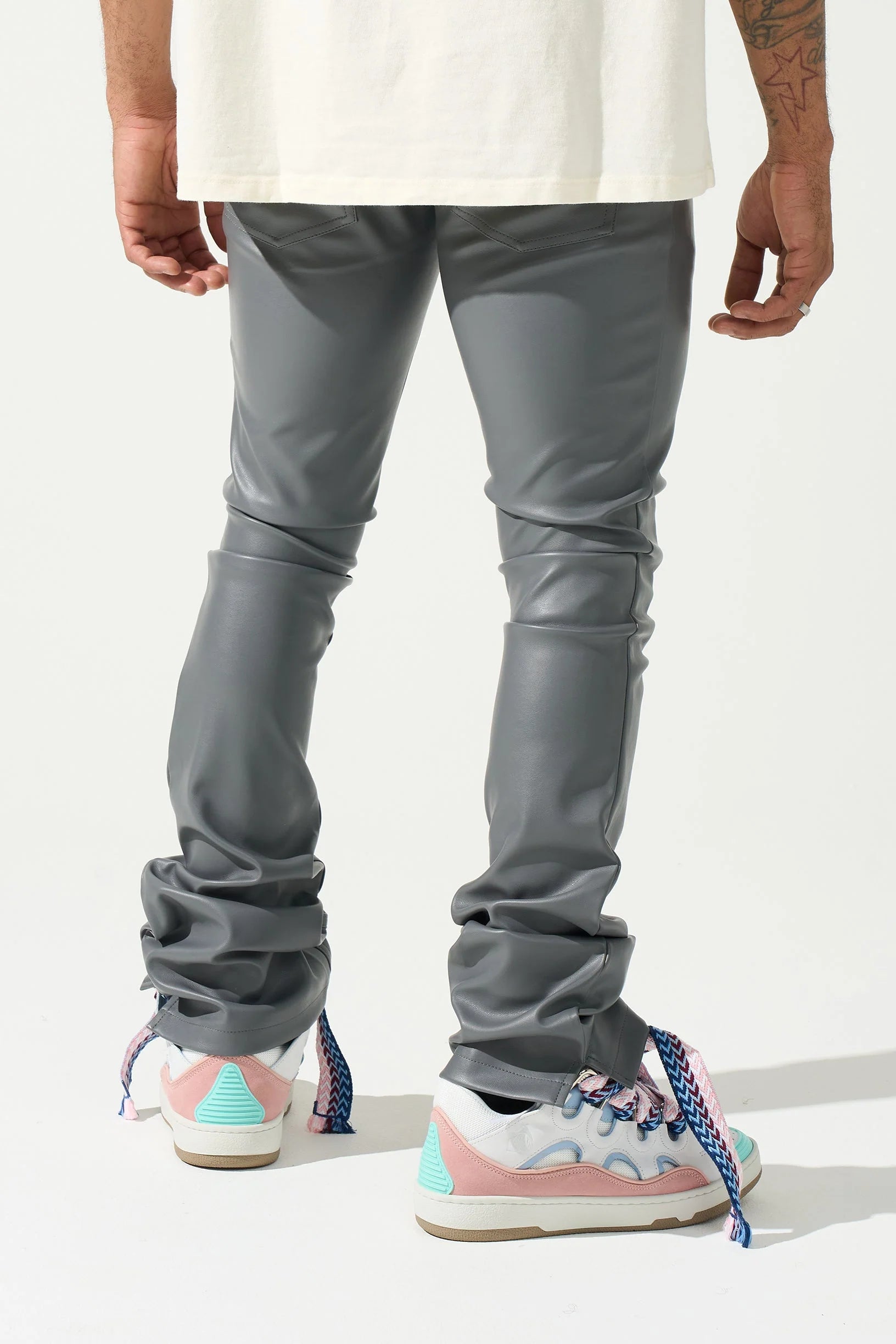 Serenede Steel Stacked Jeans In Gray