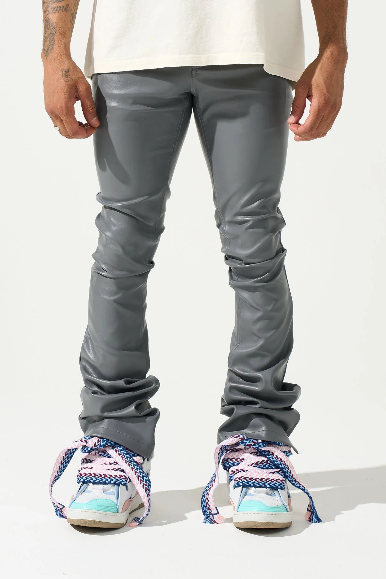 Serenede Steel Stacked Jeans In Gray