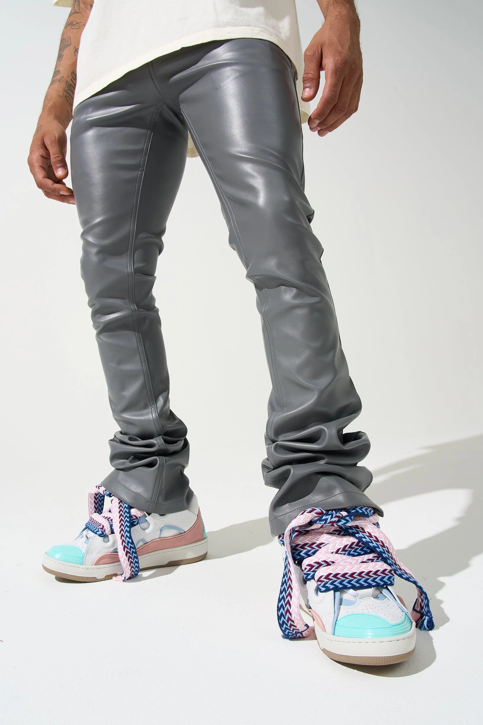 Serenede Steel Stacked Jeans In Gray