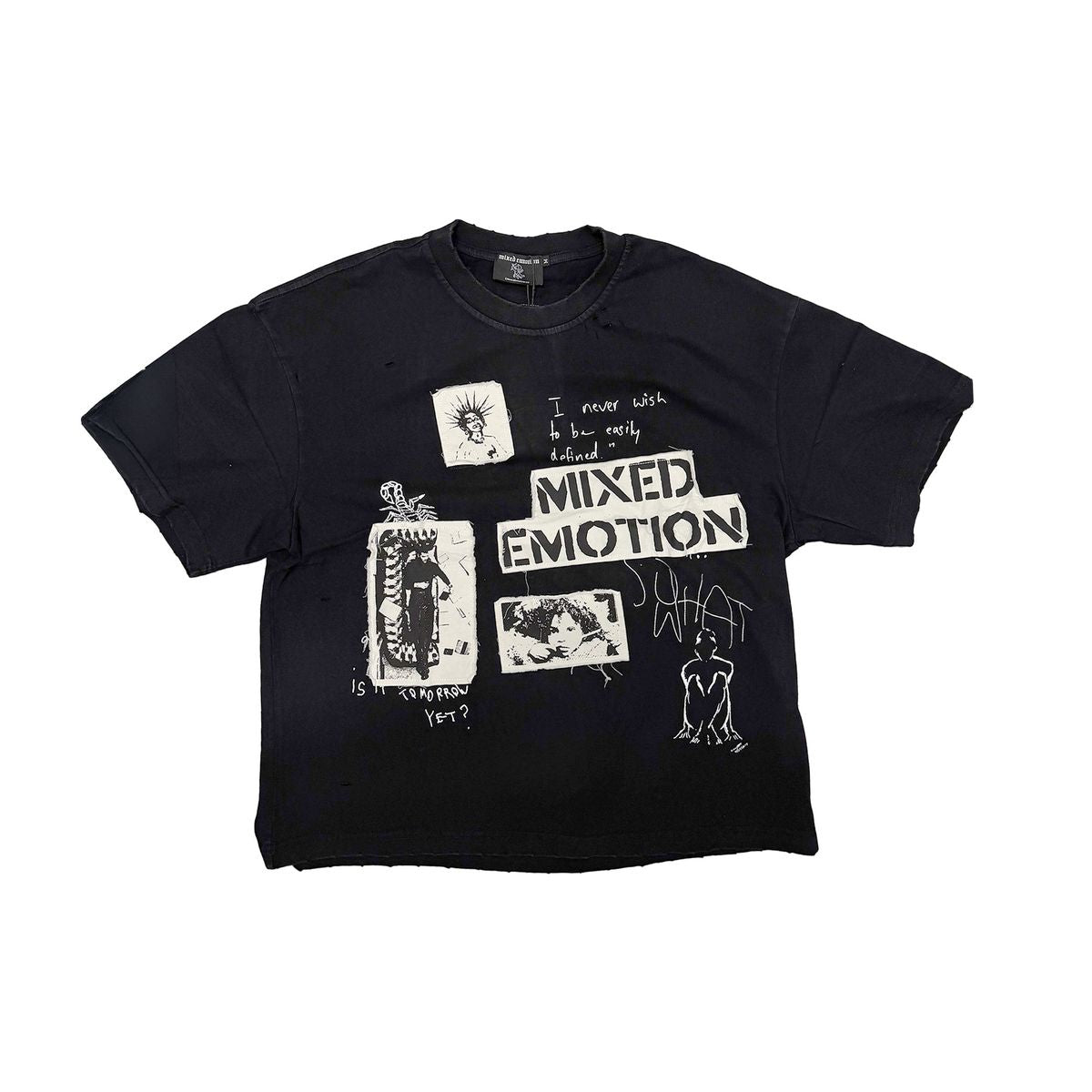 Mixed Emotion Stamped T-Shirt In Black