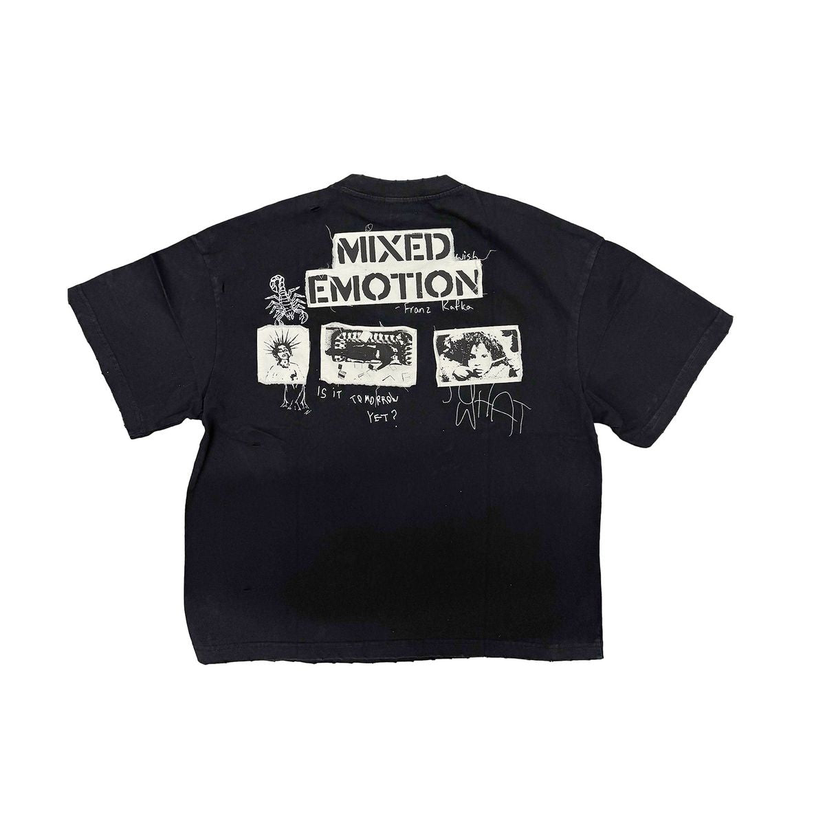 Mixed Emotion Stamped T-Shirt In Black
