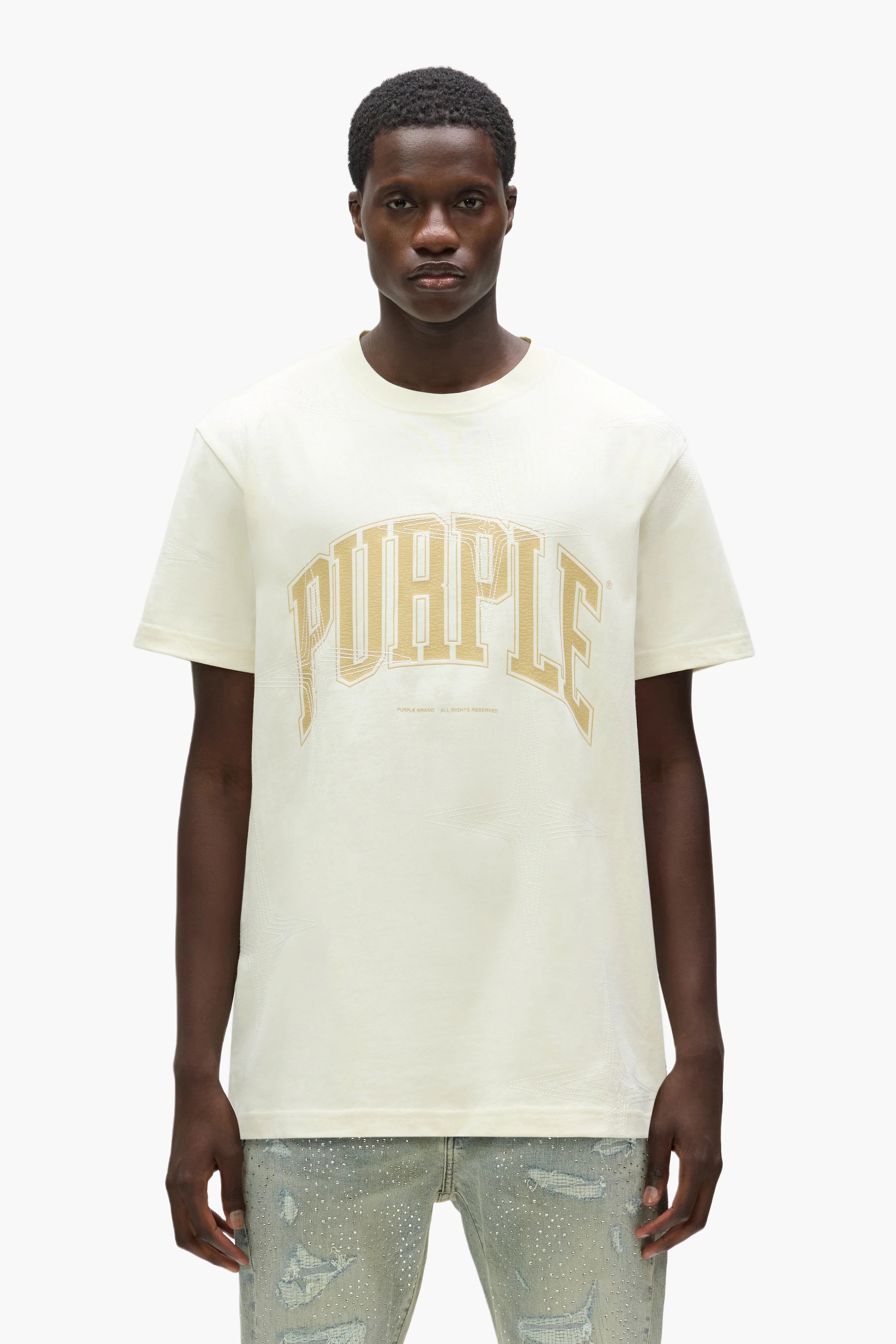 Purple Brand Stitched Stars T-Shirt P117-QTTJ825