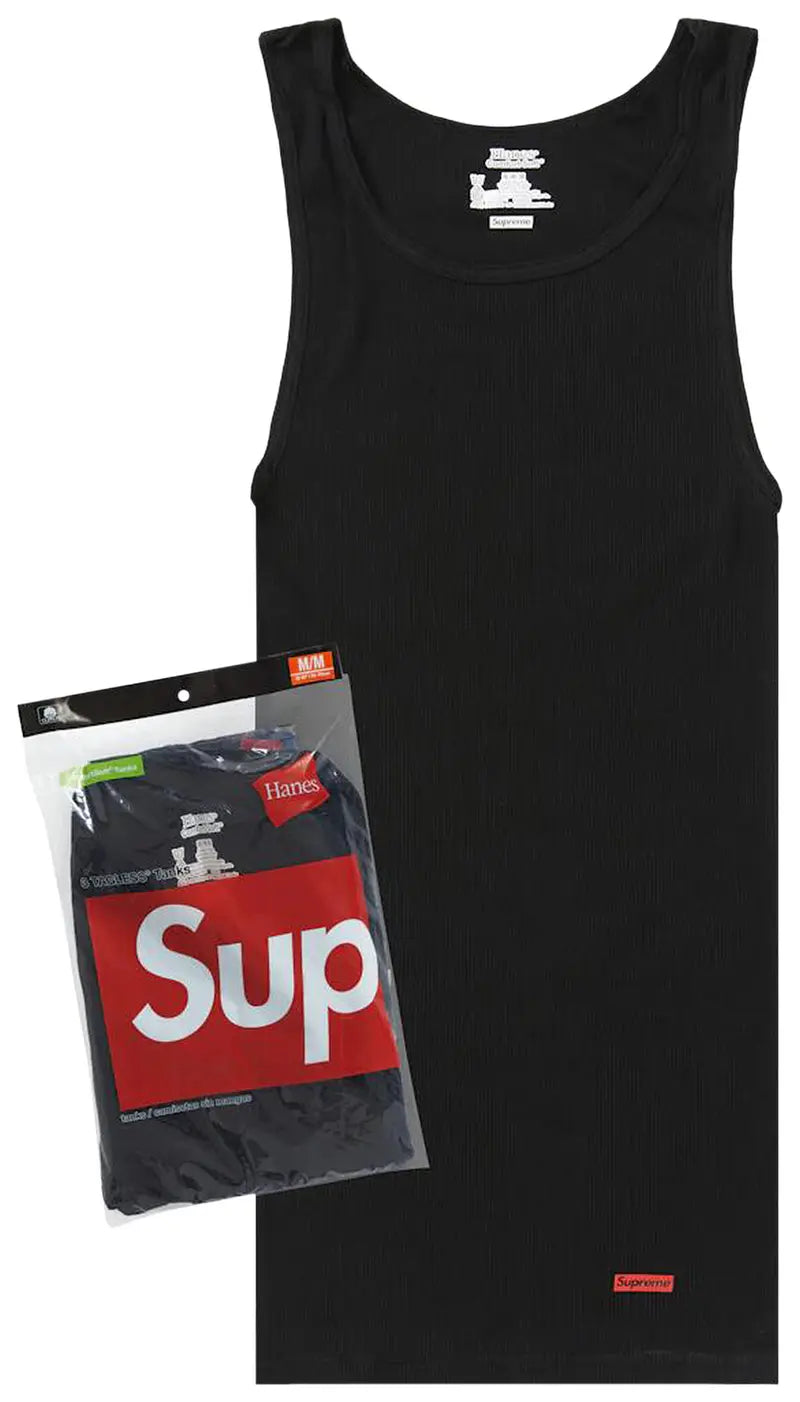 Supreme x Hanes Tagless Tank Tops (3 Pack) Black