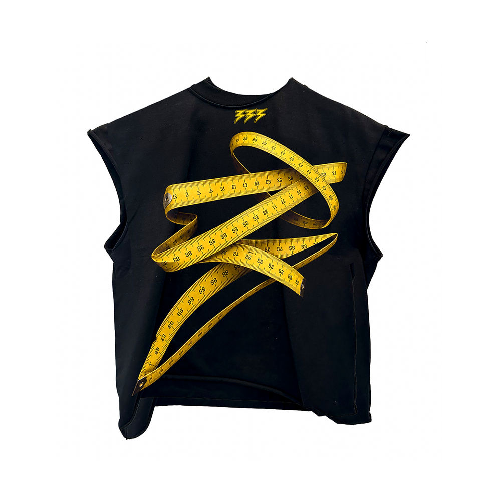 333 3eyevision Don't Be Afraid Tape Measure Sleeveless T-Shirt In Black