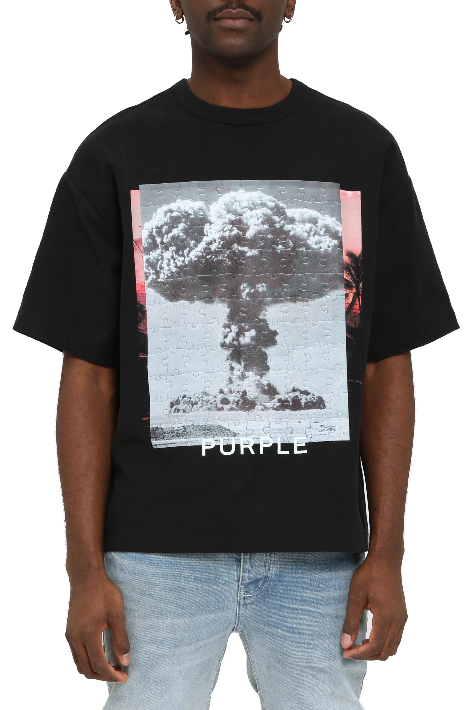 Purple Brand Meltdown Black T Shirt M1057-HJBD425