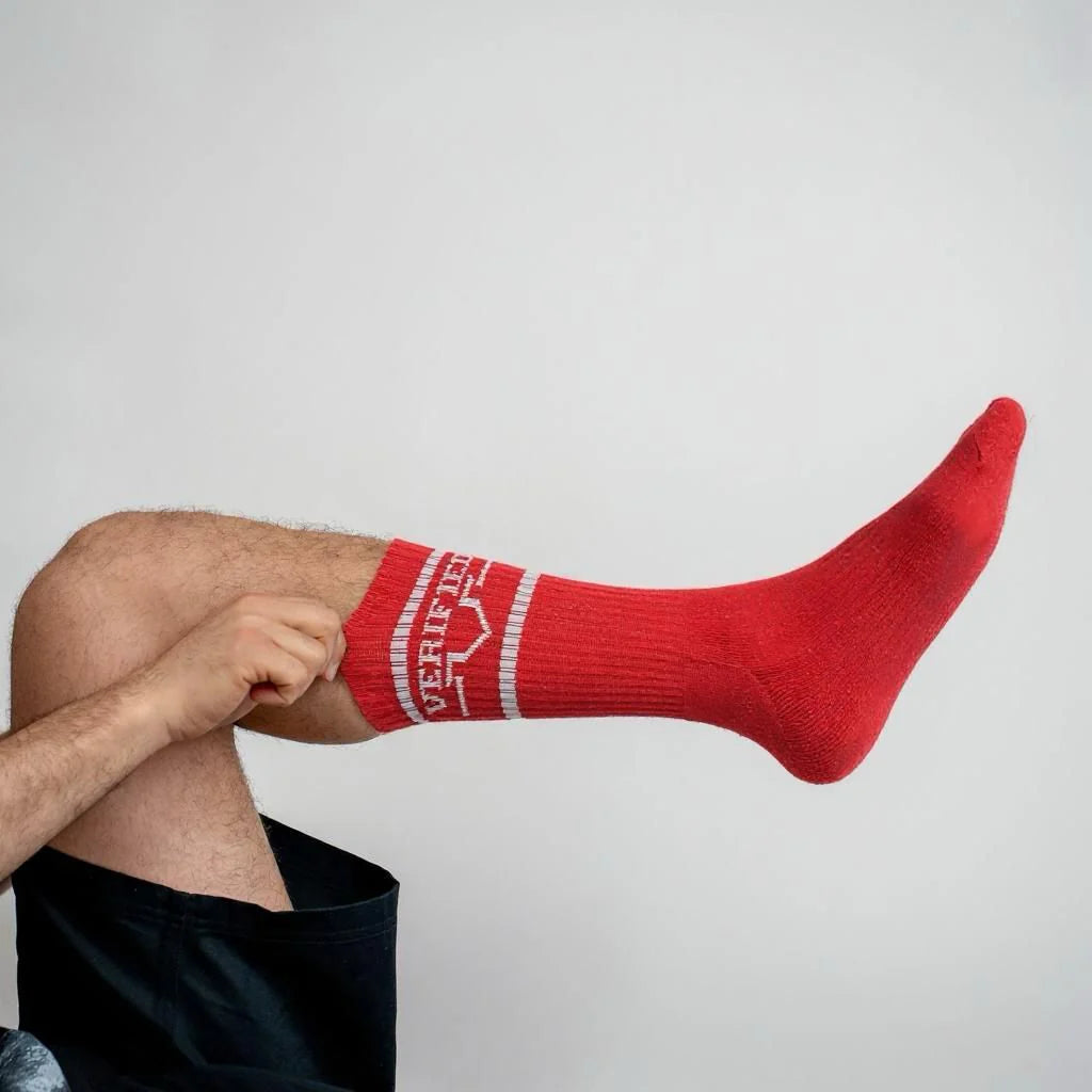Verified Star Athletic Crew Socks In Red